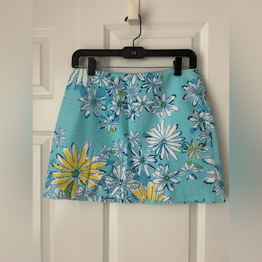 Lilly Pulitzer blue/yellow floral textured mini skirt - size 2